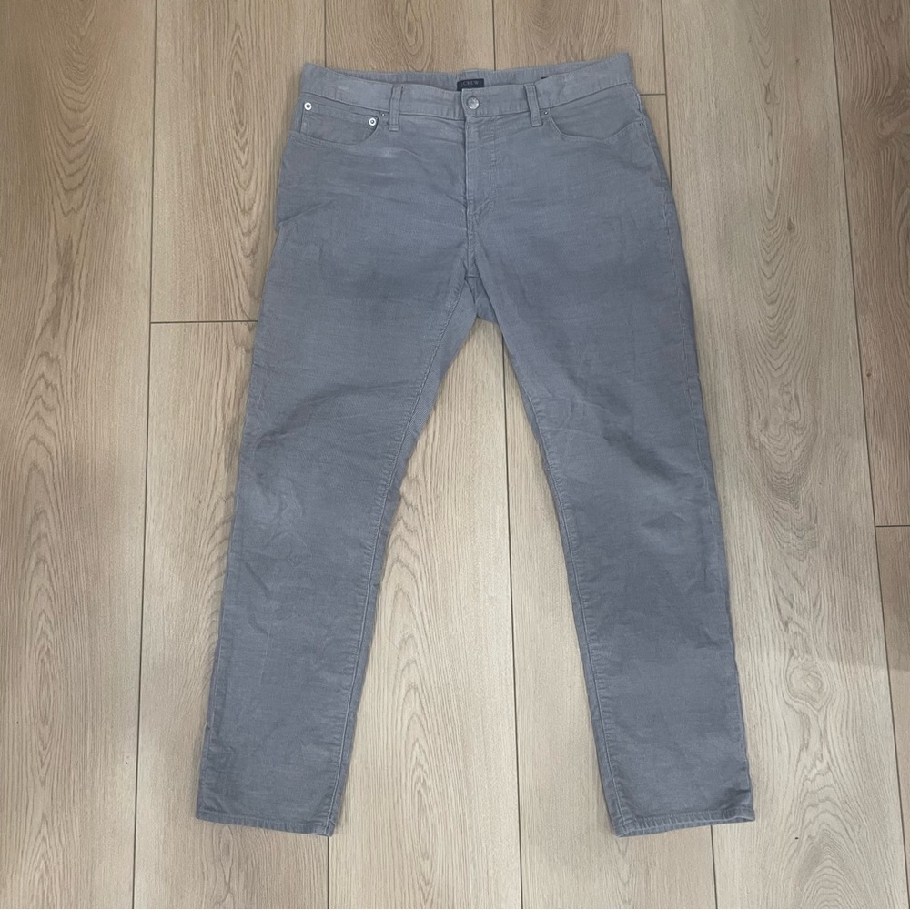 J. Crew Flex Gray Corduroy Pants Slim Size 33x30 Academia Preppy Business Office